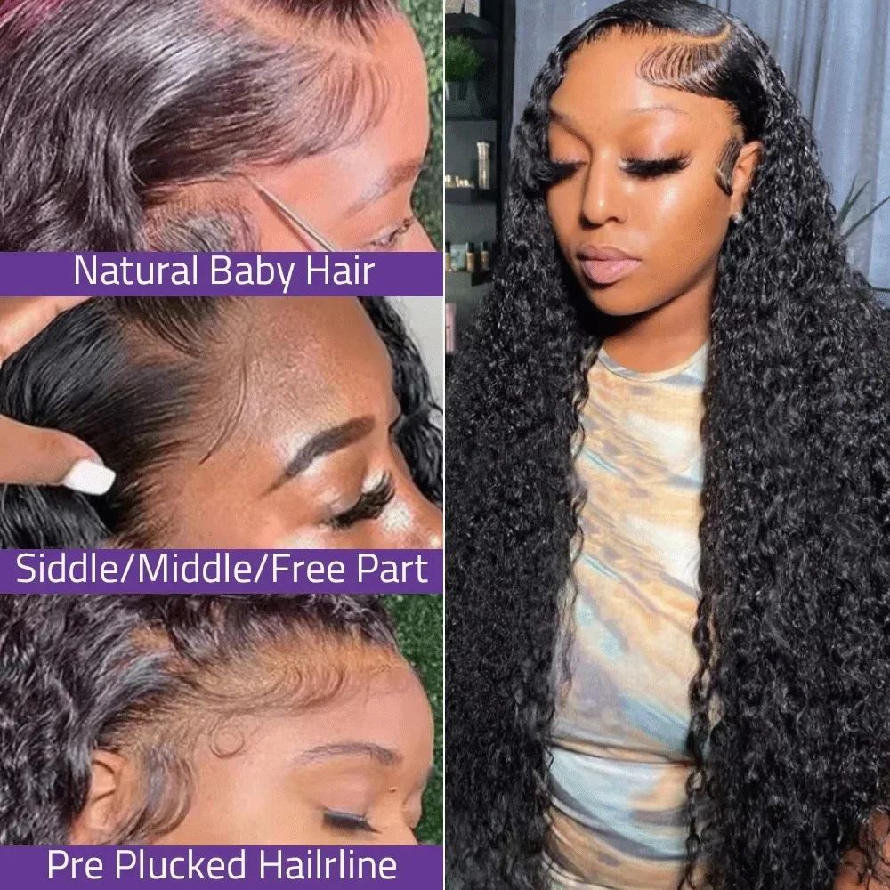 موجة المياه العميقة 13x6 HD الدانتيل الجبهة خصلات الشعر المستعار الإنسان للنساء مجعد 5x5 غلويليس الدانتيل شعر مستعار أمامي 360 قبل قطعها مع شعر الطفل