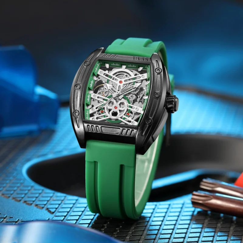 MEGIR 8601 relojes mecánicos automáticos a la moda para hombre, relojes de pulsera informales luminosos de lujo con esqueleto para hombre, reloj para hombre