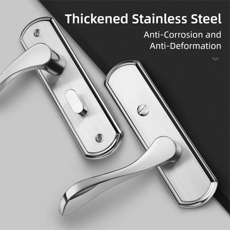 Keyless Stainless Steel Bathroom Door Lock Bedroom Handle Lock, Bathroom Door Indoor Room Door Lock Bathroom Lock