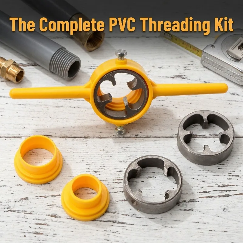 6Pcs Manual Pipe Threader Set Water Pipe Tap Die Kit Thread Maker Tool with 1/2 Inch 3/4 Inch 1 Inch Dies Plumbing Repair Tools