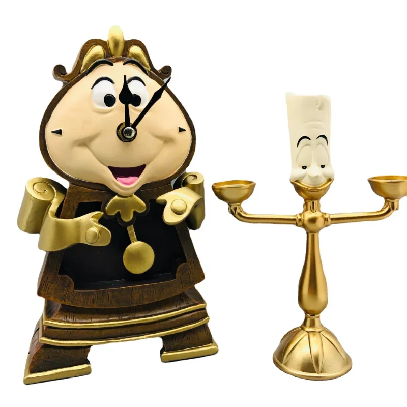Lámpara LED tipo vela de La Bella y La Bestia de Disney, reloj Ge Shihua, figuras de Anime Mrs.Potts Lumiere Cogsworth para niños, juguete de regalo de cumpleaños