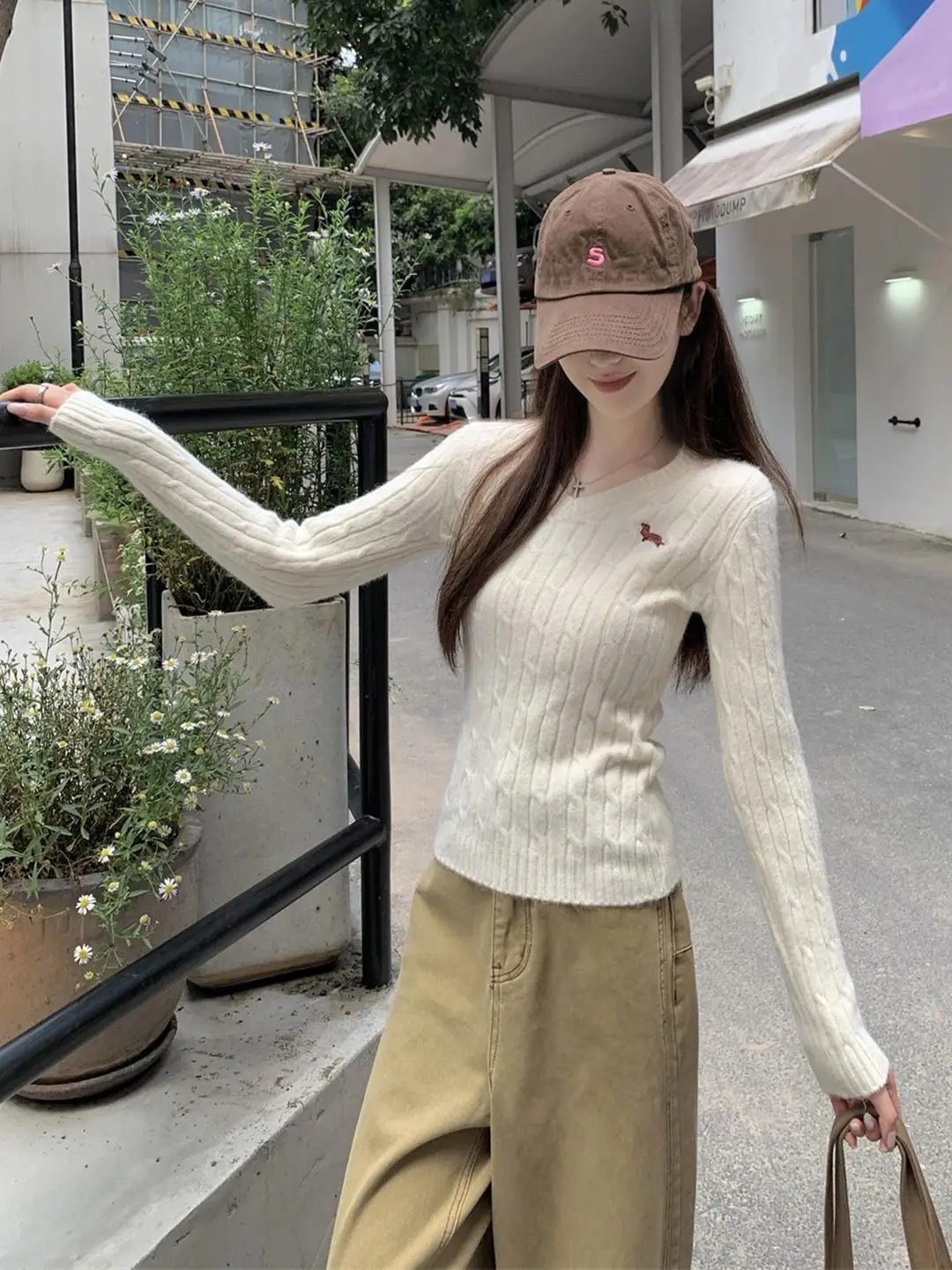 Outono inverno 2026 feminino fino ajuste v-ne malhas bordadas coreano sle macio elástico longo sve base irt innerwear