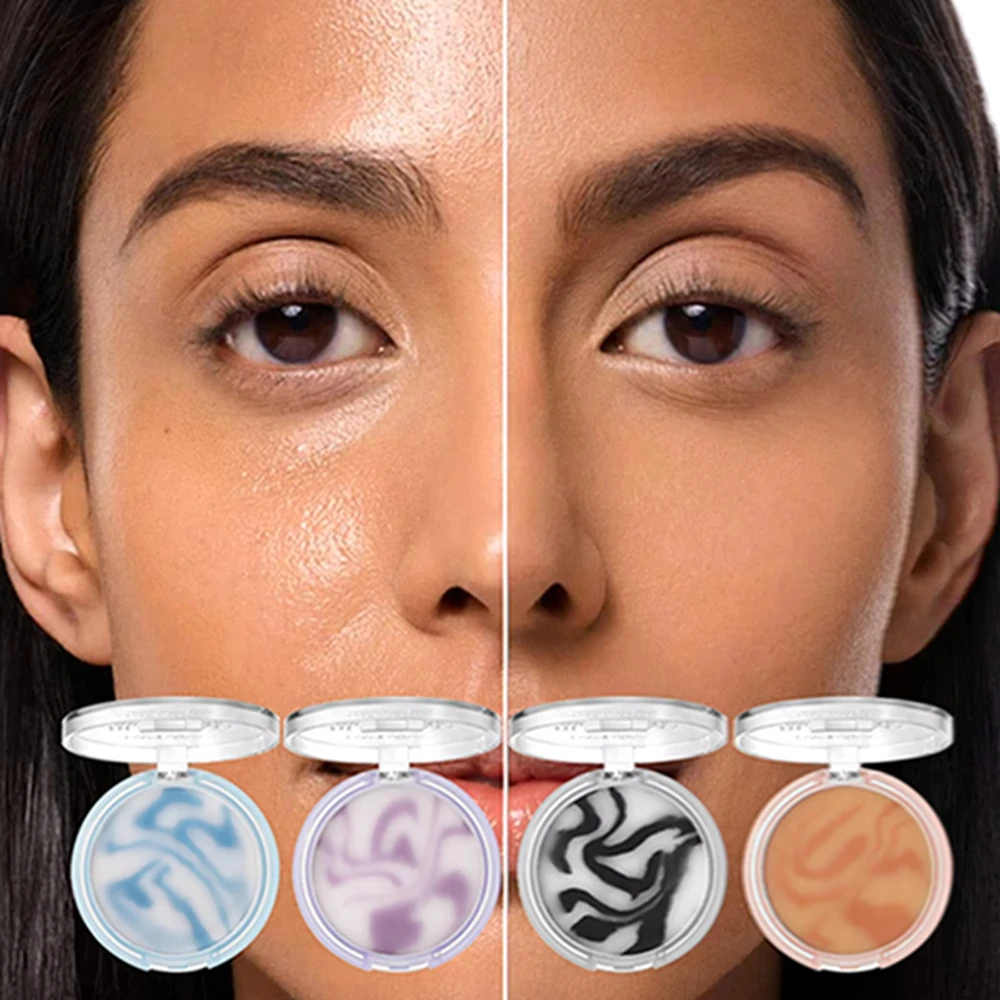 Nebbia leggera Resistente all'acqua Controllo dell'olio Schiarente Carnagione Correttore opaco Polvere fissante con soffio di polvere Polvere pressata