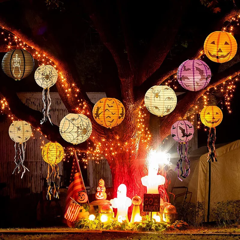

25CM Halloween Paper Lanterns Pumpkin Lanterns Skull Ghost Festival Props Lampshade Decor Home Fun Holiday Living Room Decor