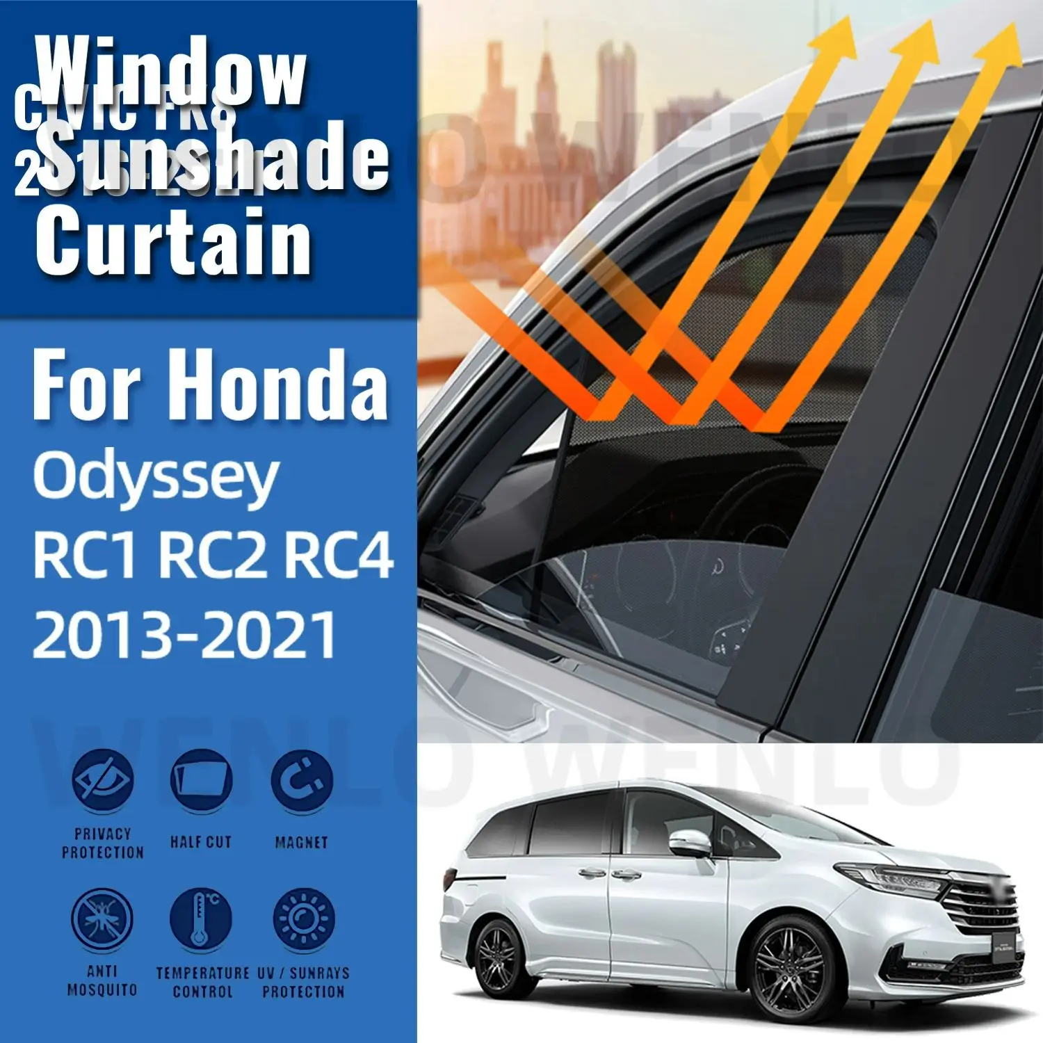 For Honda Odyssey RC1 RC2 RC4 2014-2019 Car Sunshade Magnetic Front Windshield Curtain Rear Side Window Sun Shade Visor