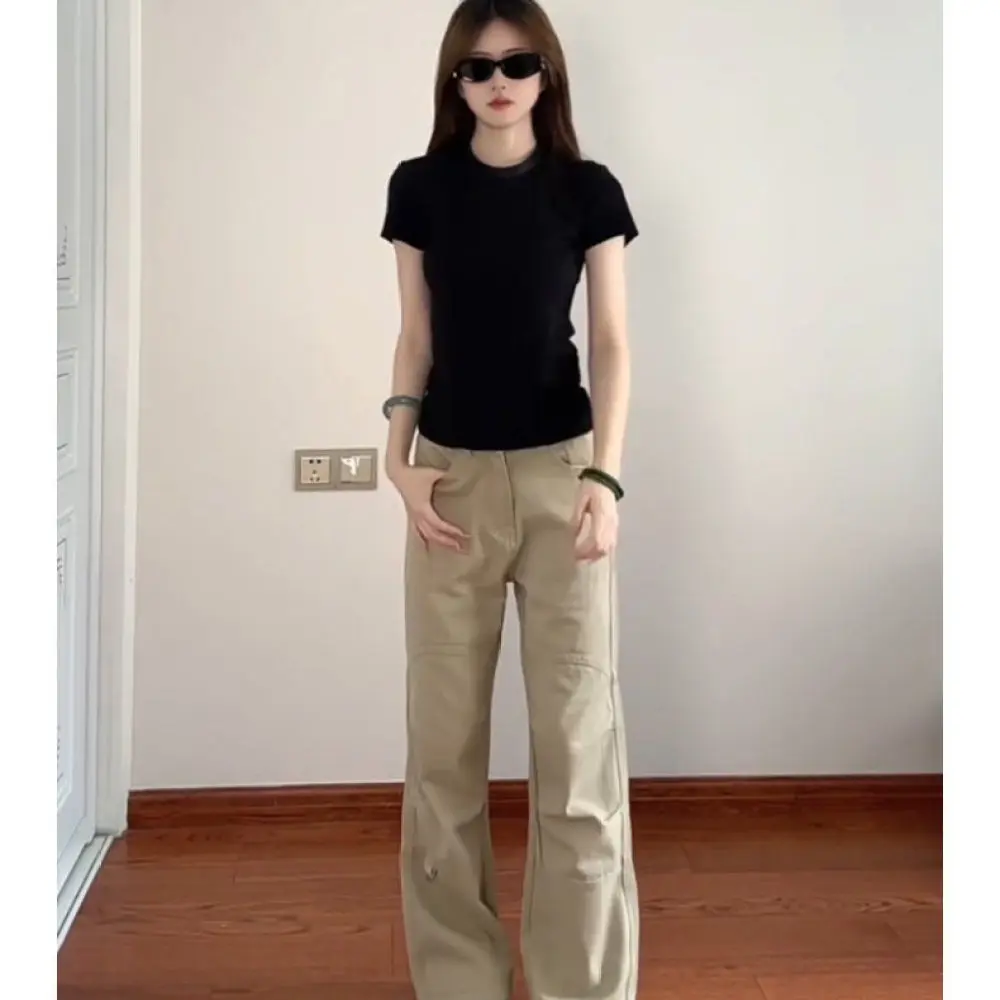 Elegant Short Sleeve Cotton T Shirt Women Summer Correct Shoulder Basic Slim Top Casual Soft Fabric Fashion Style