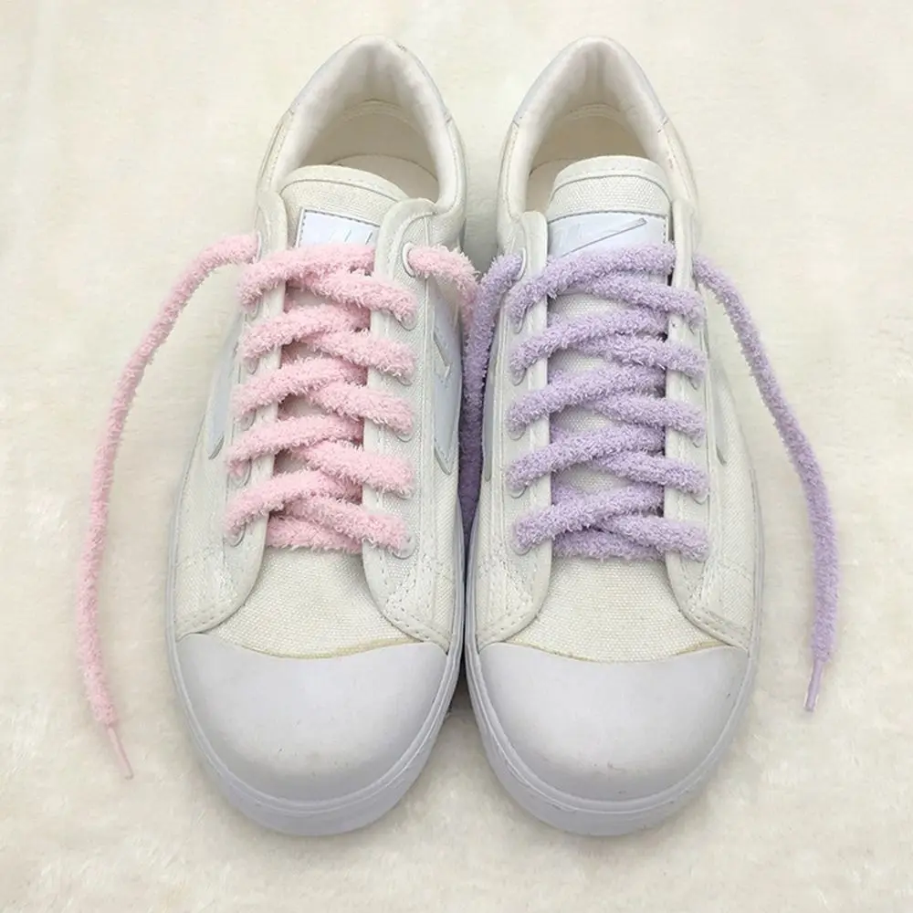 1 Pair New Cute Hairy Soft Pink White Black Shoelace 120cm Women Men High-top Canvas Flat Shoes Laces Accessories