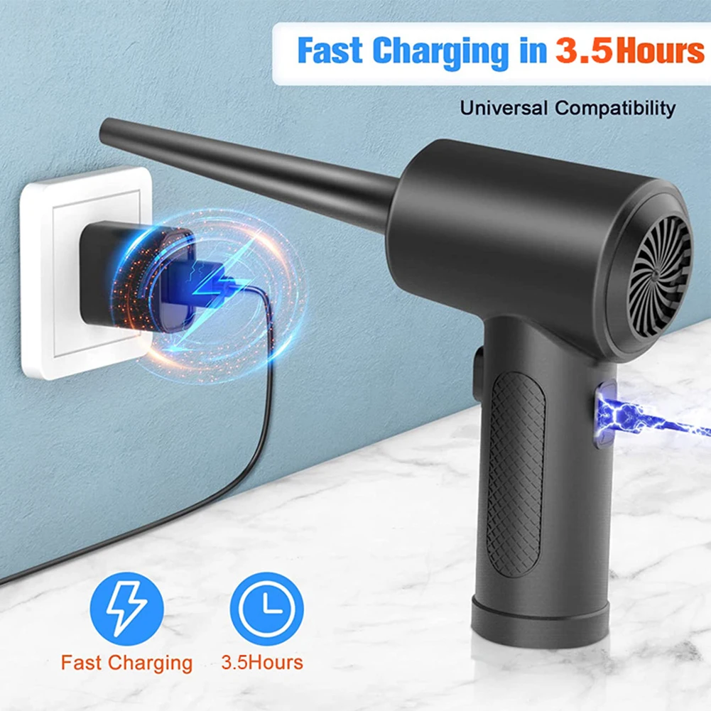 Air Cleaning Blower with LED Light Air Dust Cleaner 50000 RPM Portable Compressed Air Duster USB Charging for PC Keyboard Crumbs