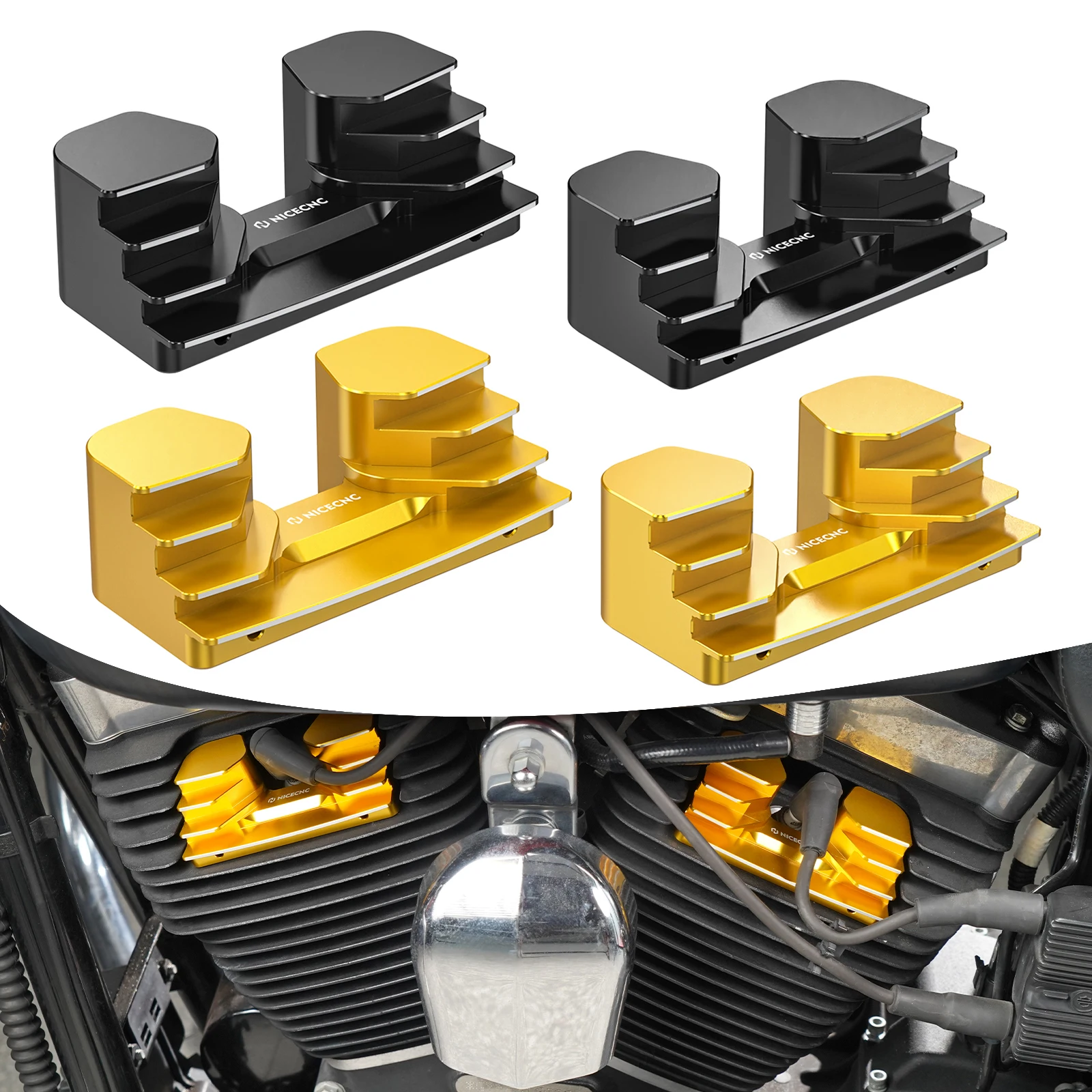 

Motorcycle Engine Finned Spark Plugs for Harley Dyna Fat Bob FXDF 08-17 Street Bob FXDB 06-17 Low Rider FXDL Wide Glide 93-2017