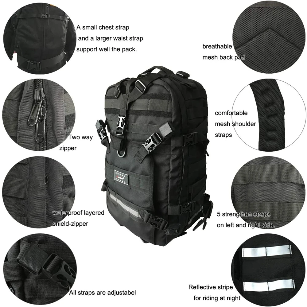 Large Capacity Waterproof Motorcycle Cycling Riding Helmet Backpack Travel Bag Military Helmet Molle Storage Hiking Bag