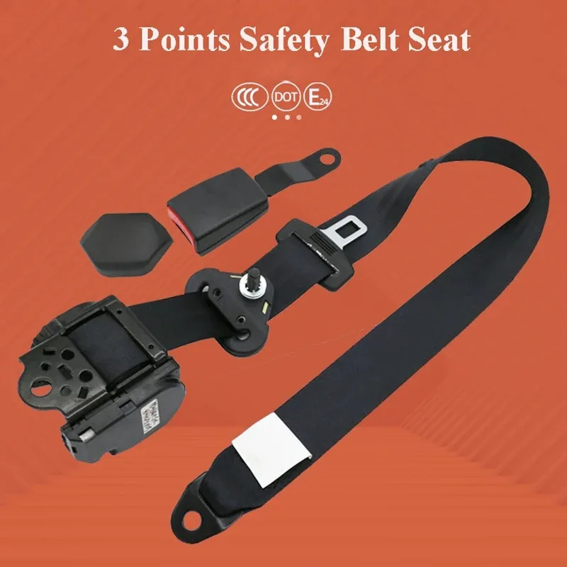 

3 Points Safety Belt Seat Car Bus Lap Belt Retractable Seat Belt Universal Adjustable Red Black Beige Gray Blue