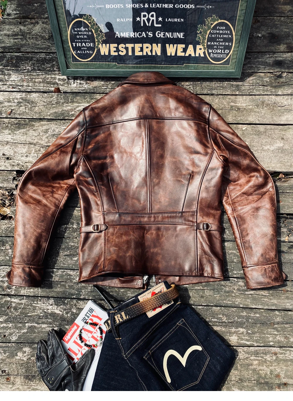 CDC1930  Read Description! Cidu Asian Size Men's Slim Vintage Genuine Italian Tuscany Cow Leather Storm Rider Jacket