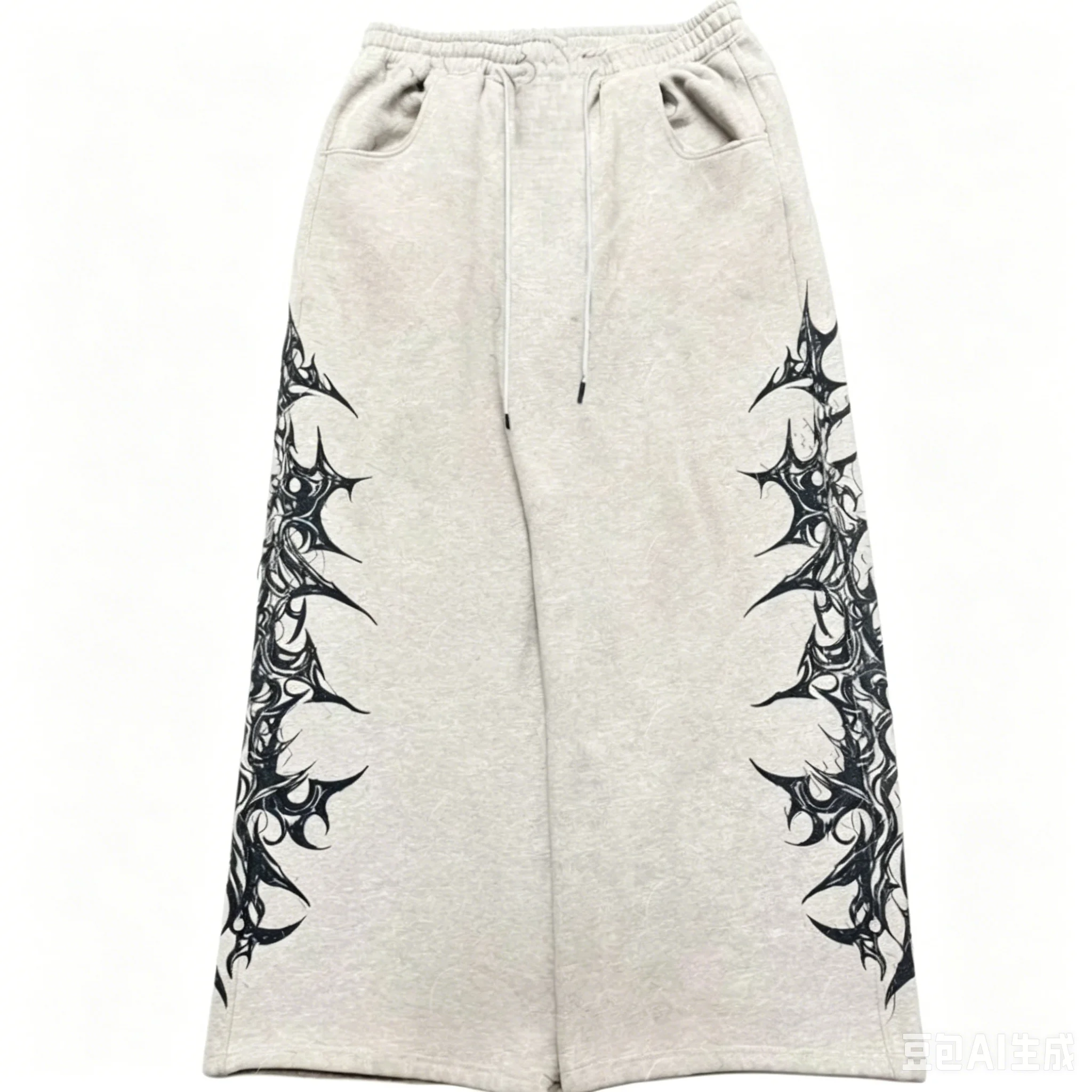 26 Y2K Retro Harajuku Fashion Print Muster Jogginghosen für Männer, Frauen und Kinder, locker, trendig, lässig, bequem, strapazierfähig, Outdoor-Hosen in Grau – Detail 4
