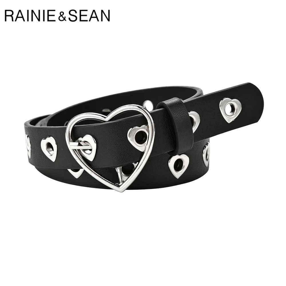 Black Heart Buckle Women Belt Hollow Out Ladies Belt for Trousers Fashion Buckle New Brand Design Metal Ladies Belt Camel