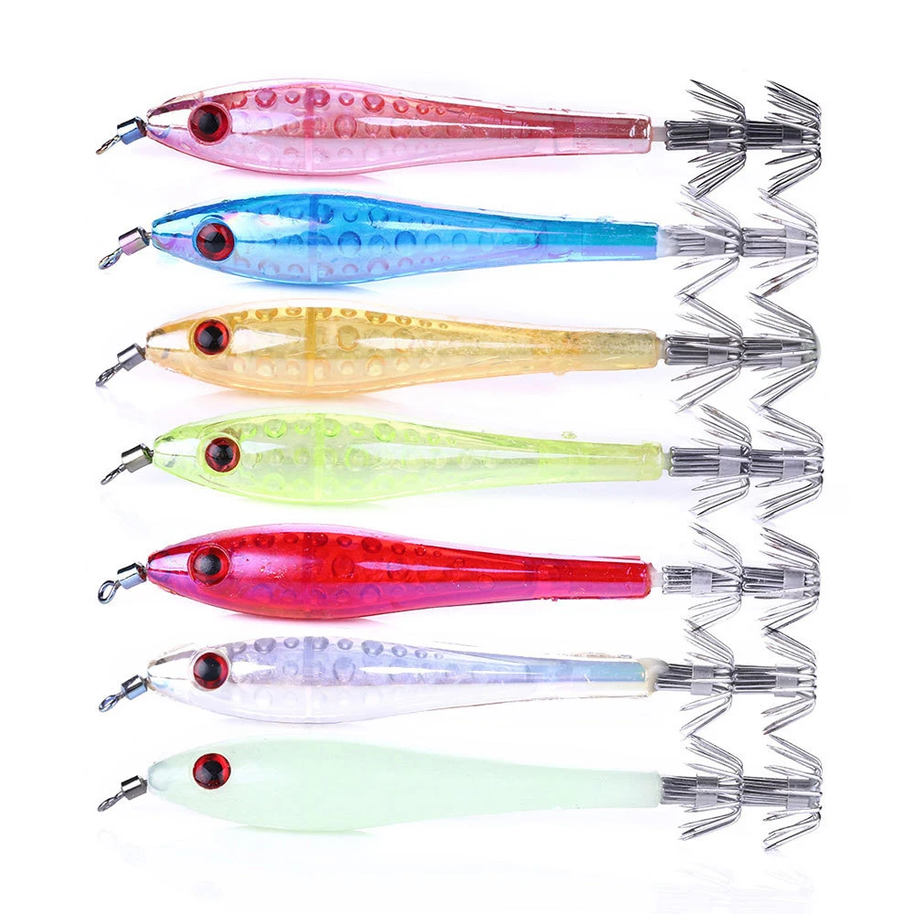 5PCS/Bag 9cm/6g Squid Lure Jigs Double Umbrella Hook Saltwater Fishing Artificial Octopus Cuttlefish Bait peaca Fishing Hook