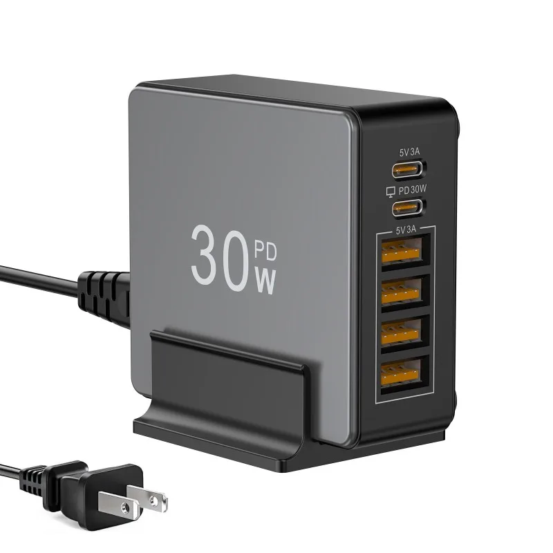 Amazon Best Seller US Standard 30W Fast Charging Multi Port Portable Desktop Charger for Mobile Phone and Laptop