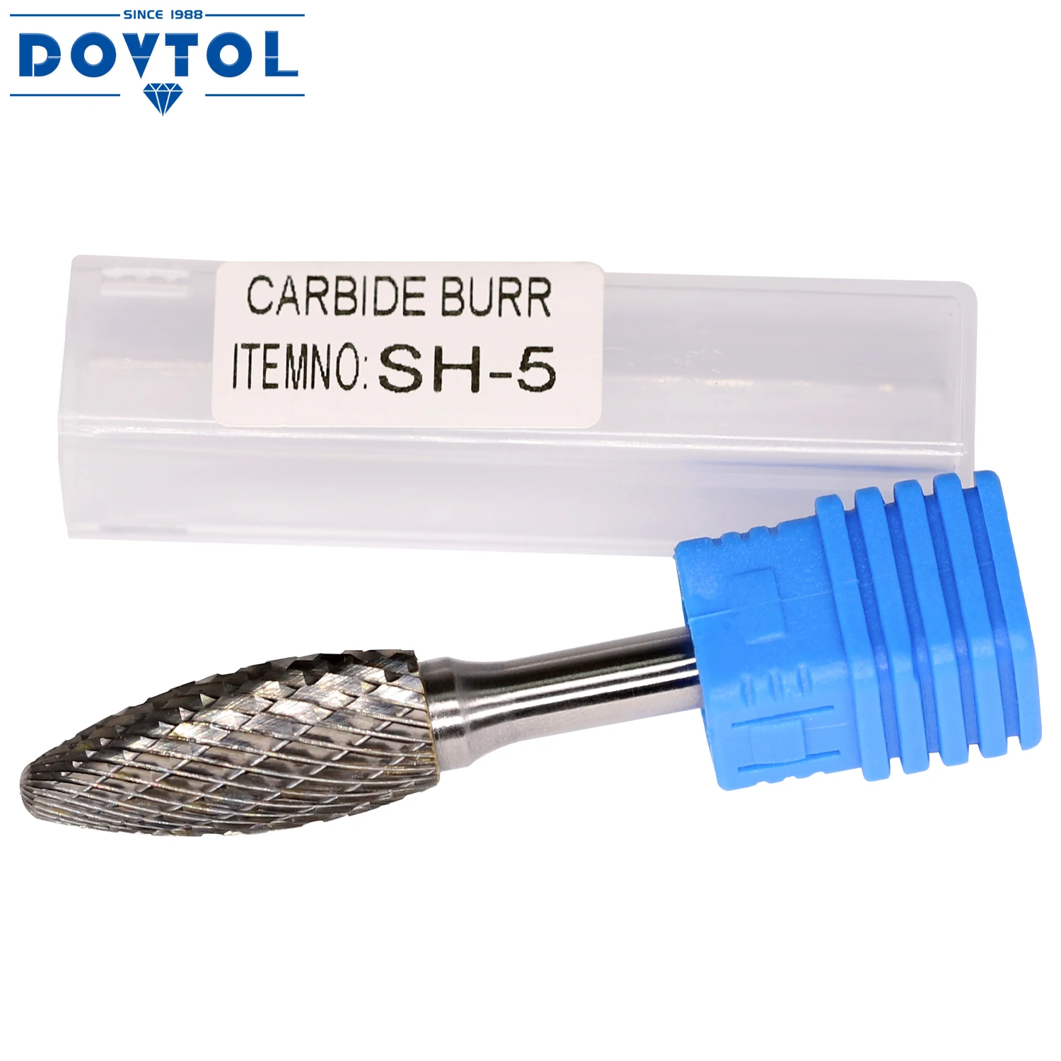 SH-5 Tungsten Carbide Burr Rotary File Flame Shape Double Cut with 1/4''Shank for Die Grinder Drill Bit