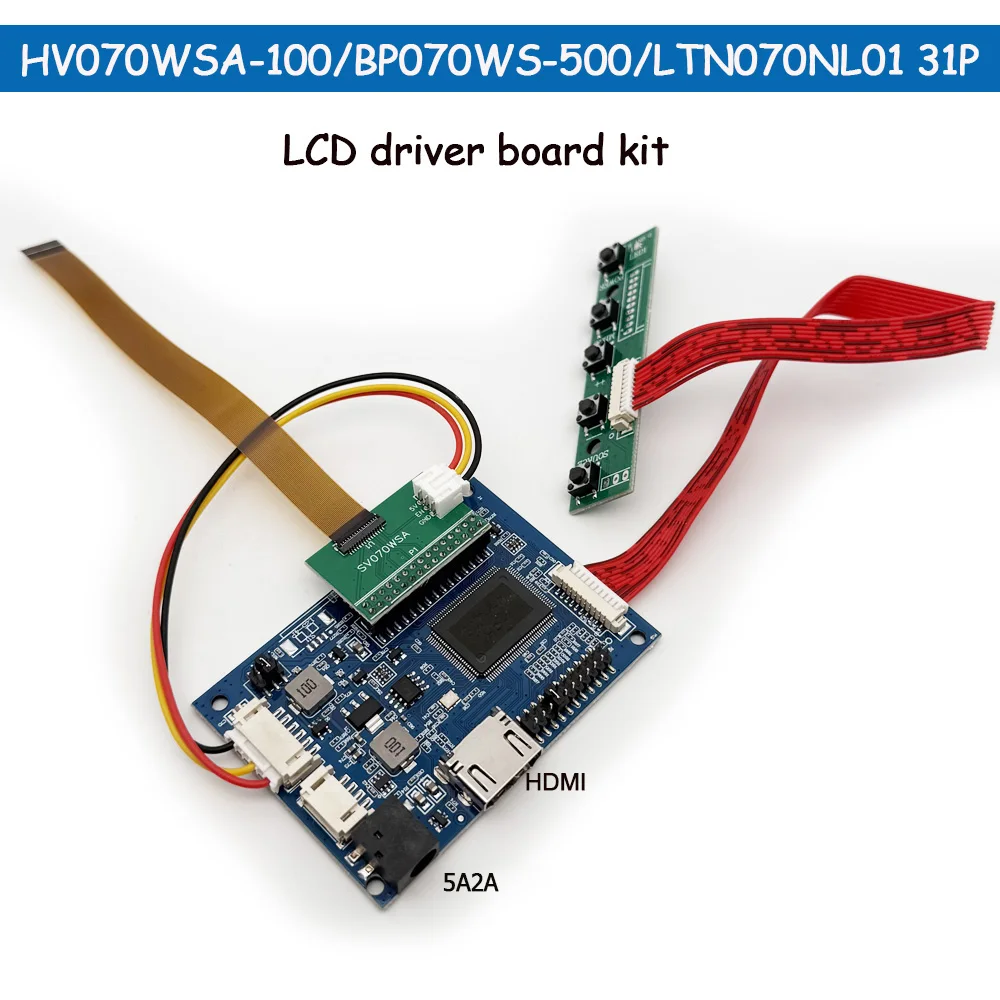 7' LCD Driver Board Kit 1024x600 HDMI Input 5V2A Compatible with 31P HV070WSA-100 BP070WS-500 LTN070NL01