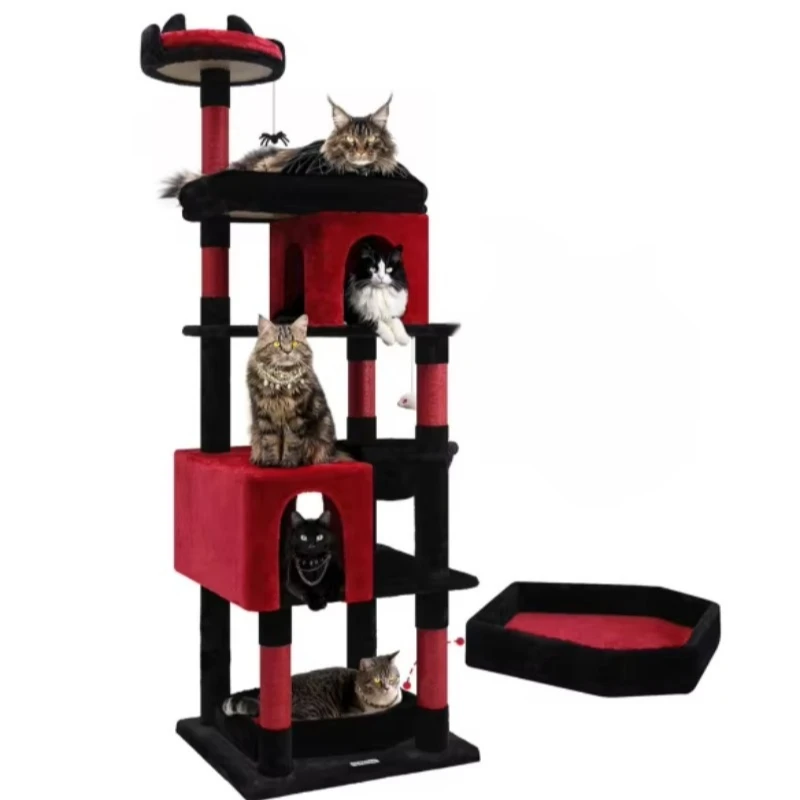 Cat tree 72 inch large cat tower coffin bed sturdy big cat