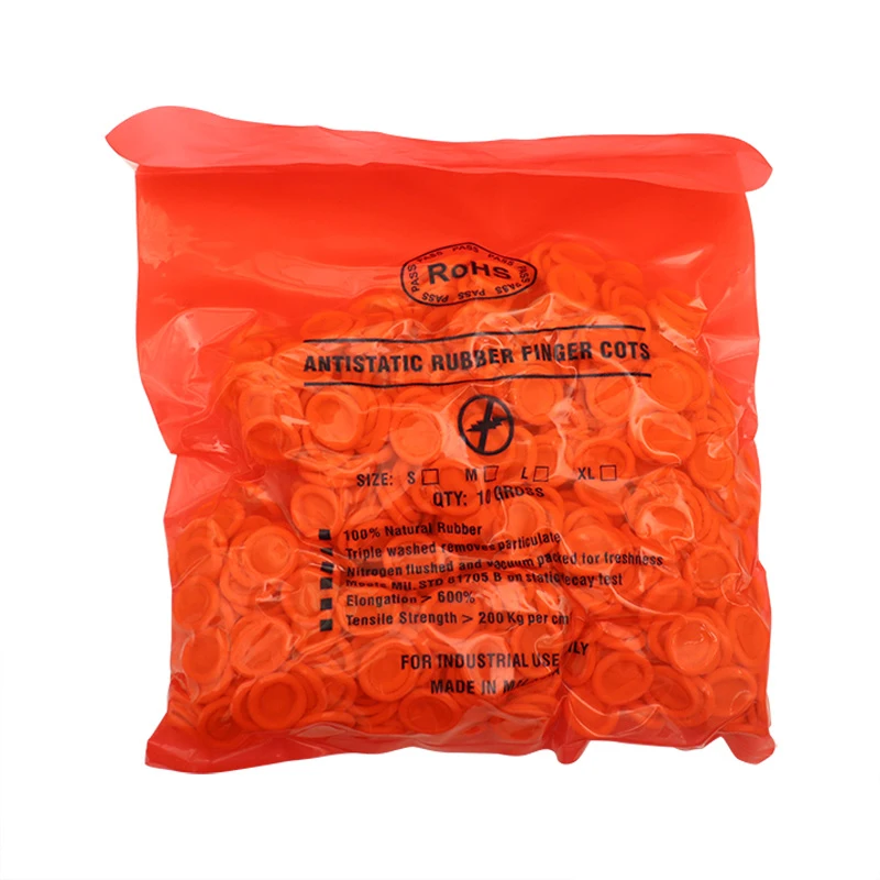 مكافحة ساكنة البيج المطاط اللاتكس مهود الاصبع ، الأكمام المطاط على نحو سلس ، قفازات السلامة البلاستيكية للساعة ، 500g