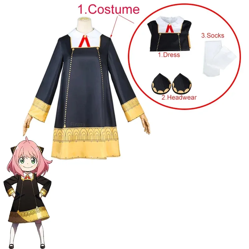 Perruque de Cosplay Anime pour Halloween, Costume de la famille Spy X Anya Forger, vêtements pour adultes comprenant des chaussettes, tête en corne du diable, nouvelle collection 2025 ★ ☆ ★