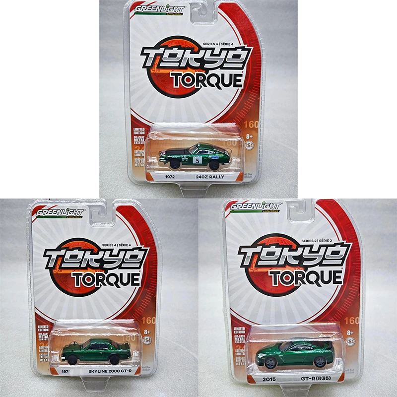 Greenlight 1:64 Safari 240Z Skyline 2000 GT-R Green Machine Series Diecast Model Alloy Car Child Gift Collect Ornaments