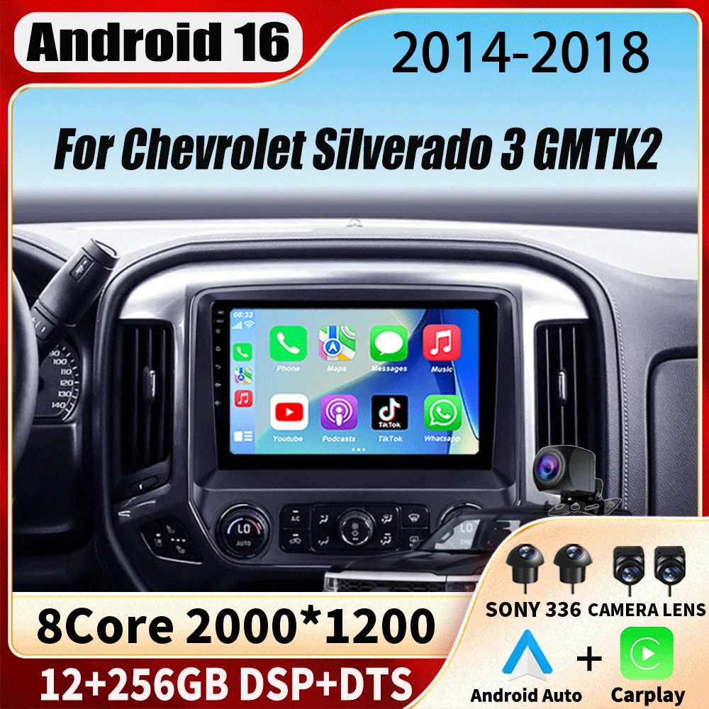Car Radio Android 16 Carplay Auto Multimedia For Chevrolet Silverado 3 GMTK2 2014 2015 2016 2017 2018 Autoradio Stereo Head Unit