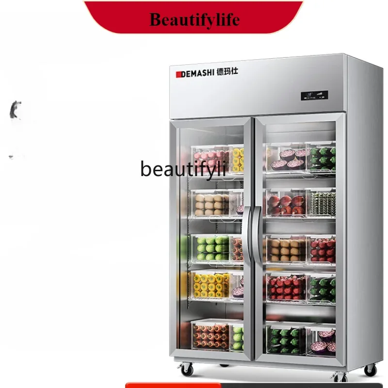 

E132 Vegetable Fresh Cabinet Double Door Refrigerated Display Cabinet Industrial Refrigerator Large Capacity Fresh Cabinet