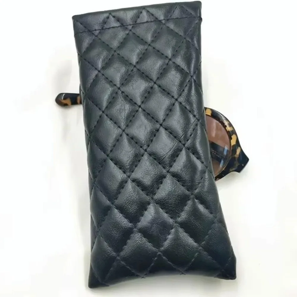 Single/Double-layer Sunglasses Storage Bag PU Leather Waterproof Sunglasses Case High-end Coins Lipsticks Pouch