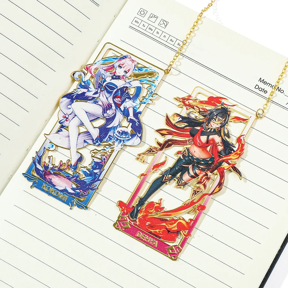 Creative 26 Styles Delicate Genshin Impacts Figure Metal Bookmarks for Books Lover Game Fans Gifts Birthday Cosplay Party Gifts