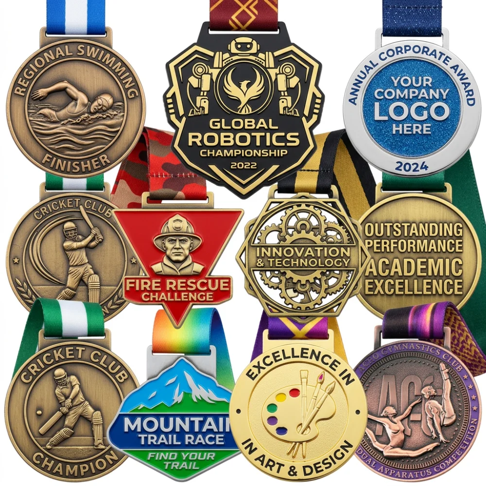 Wholesale 100PCS Custom Metal Medal Design Your Own Blank Alloy Zinc 3D Gold Award Marathon Running Custom Metal Sport Medals