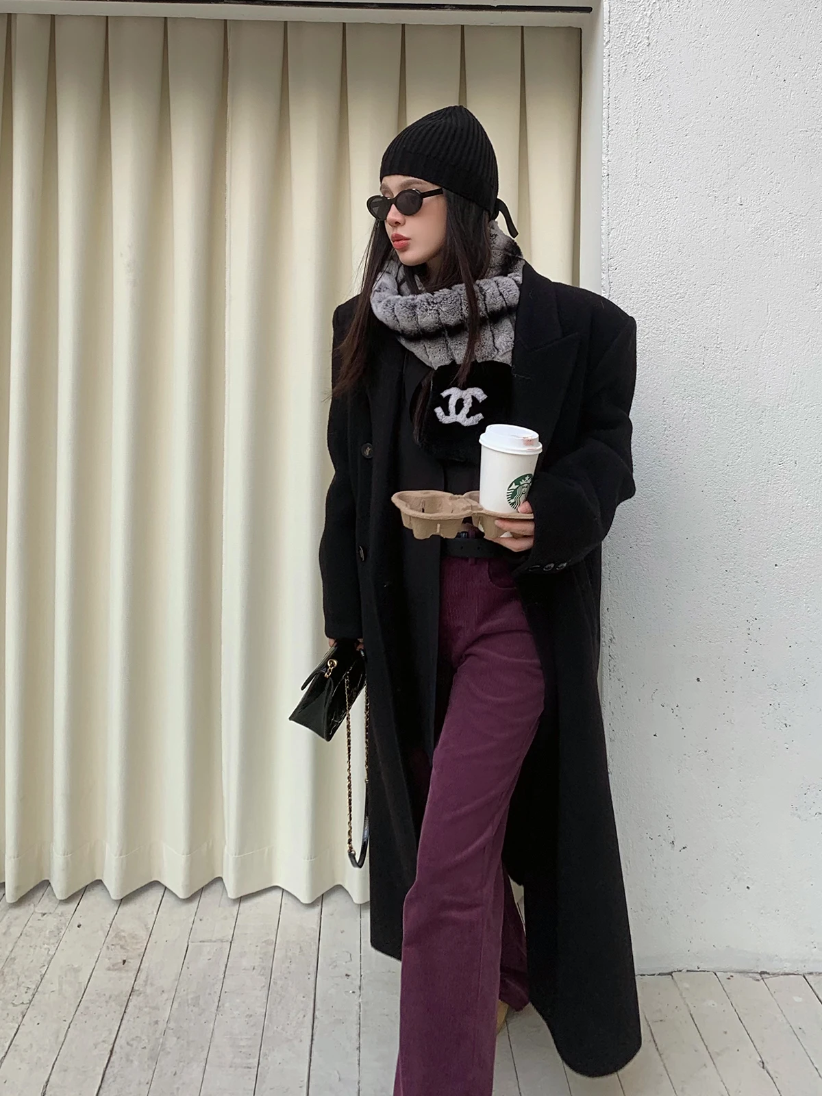 

High Waist Corduroy Straight Leg Pants Women's Autumn Winter New Sle Casual Floor-Length Wide Leg Pants Purple