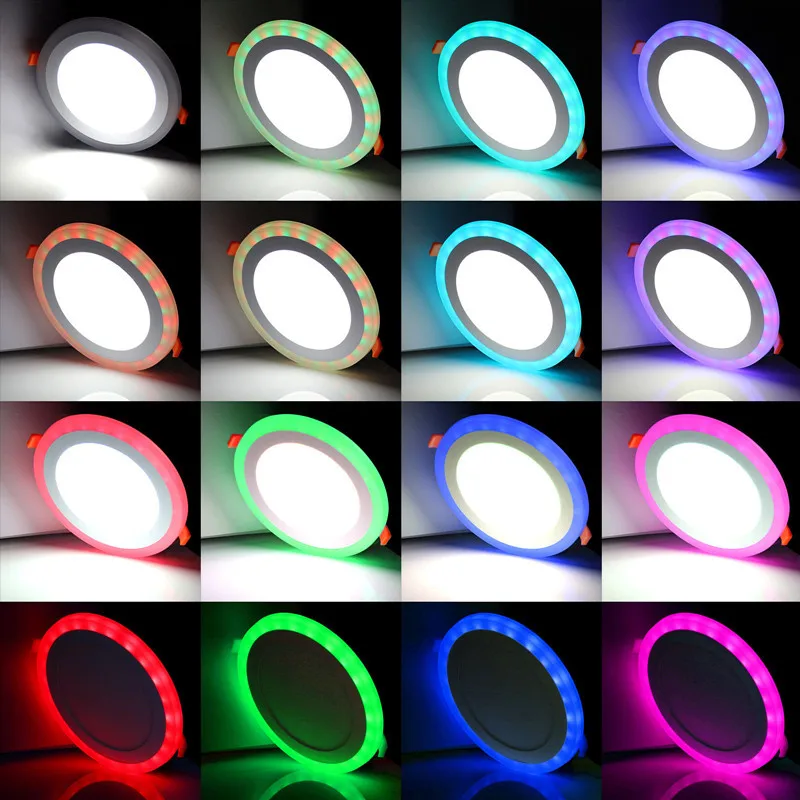 Lampa sufitowa LED RGB Wpuszczana lampa sufitowa LED 110V 220V Zmienny kolor Zdalne sterowanie Oświetlenie sufitowe wewnętrzne