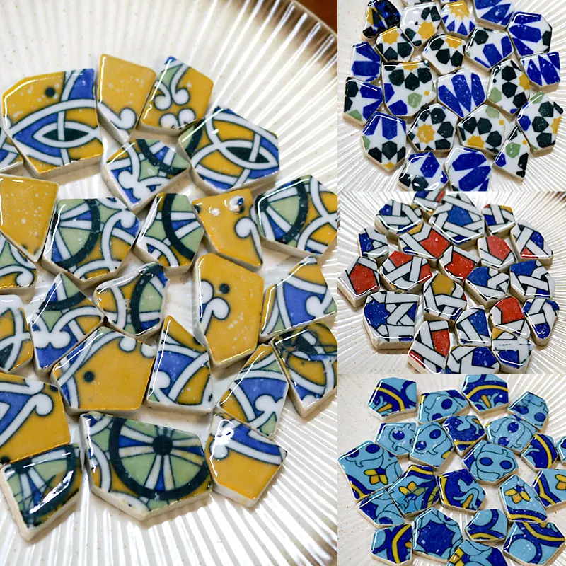 100g Oval Ceramic Mosaic Tiles Multi Color Mosaic Piece DIY Mosaic Making Stones for Craft Hobby Arts Home Wall Decoration arte