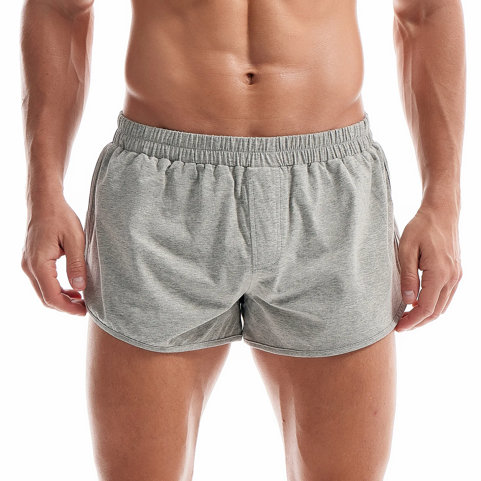 Summer Men's New Solid Color Simple Thin Slit Home Pants Loose Sports European Size Three Quarter Pants Casual Shorts