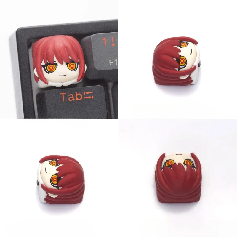 Imagem -02 - Anime Keycaps Makima Resina Chave Bonés Teclado Mecânico Personalizado Artesanal Keycap Acessórios de Jogos Presentes Coreano Keycaps