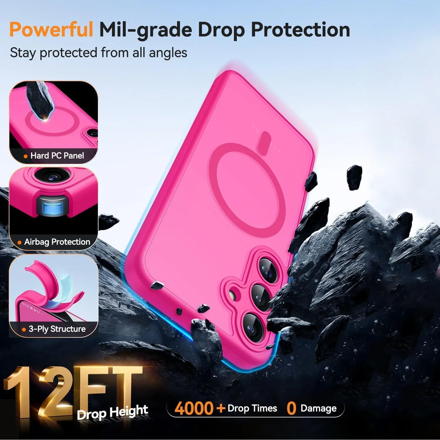 Luxury Matte Phone Case For Samsung Galaxy S25 S24 S23 Ultra Plus S25Ultra S24Ultra S23Ultra S24FE Magsafe Wireless Charge Cover - náhled 5