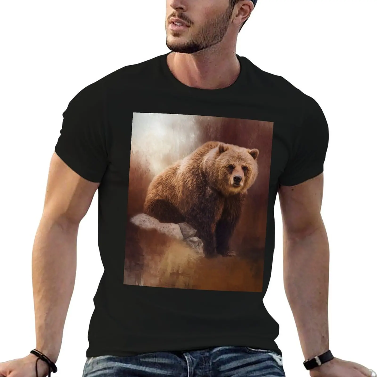 Great Strength - Grizzly Bear Art T-Shirt graphic tee shirt luxury t-shirt mens clothes
