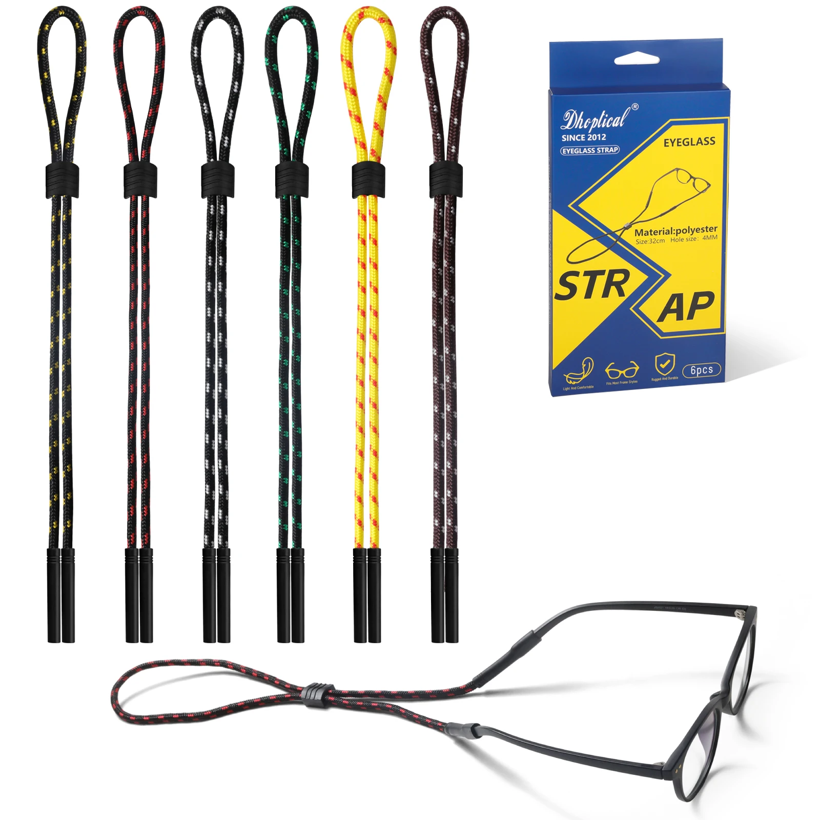 Eyeglasses Holder Strap, 6 Pcs Adjustable Eyewear String Lanyard Retainer, Sunglasses Strap for Men, Women and Kids
