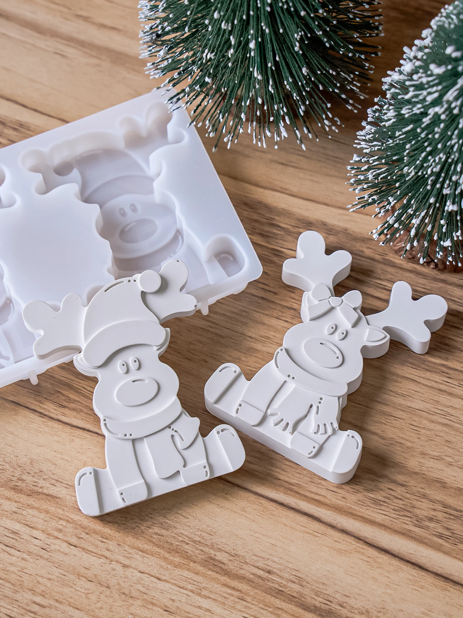 Weihnachten Rentier Ornament Silikon Formen DIY handgemachte Seife Duftkerze Elch Form Gips Harz Handwerk Form Home Decor Geschenke
