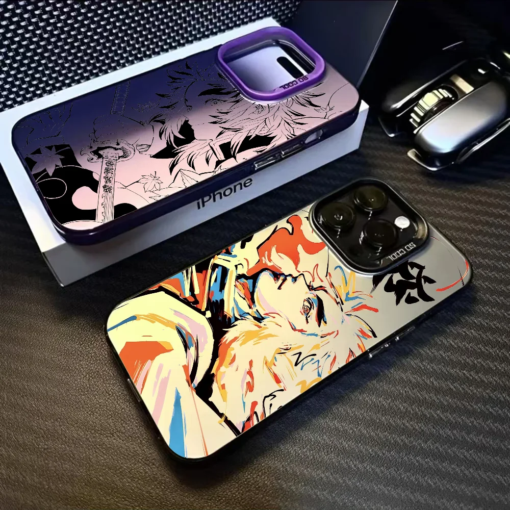 

R-Rengoku Kyoujurou Phone Case For iPhone 16 15 14 13 12 11 Pro Max Black Purple Matte Laser Metallic Aurora Funda