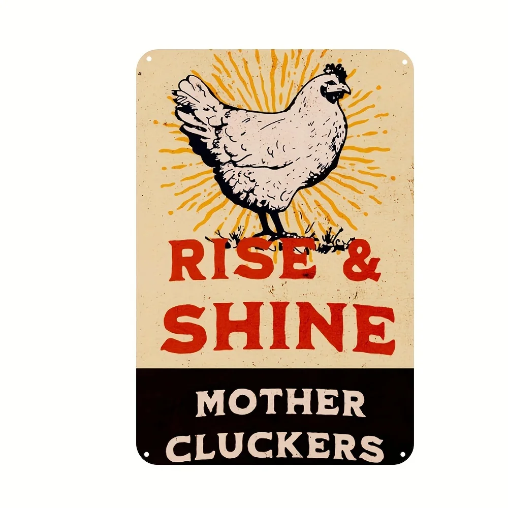 2D Flat Chicken Takeoff & Shine Vintage Metal Aluminum Signage - 8*12 Inch | Durable, Easy-to-Hang Decoration