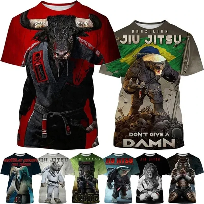 

New BJJ Animal T Shirt Men's Jiu-Jitsu Lovers Cool Fashion Short-sleeved T Shirt Harajuku Style Streetwear Top 3D Print T-shirt