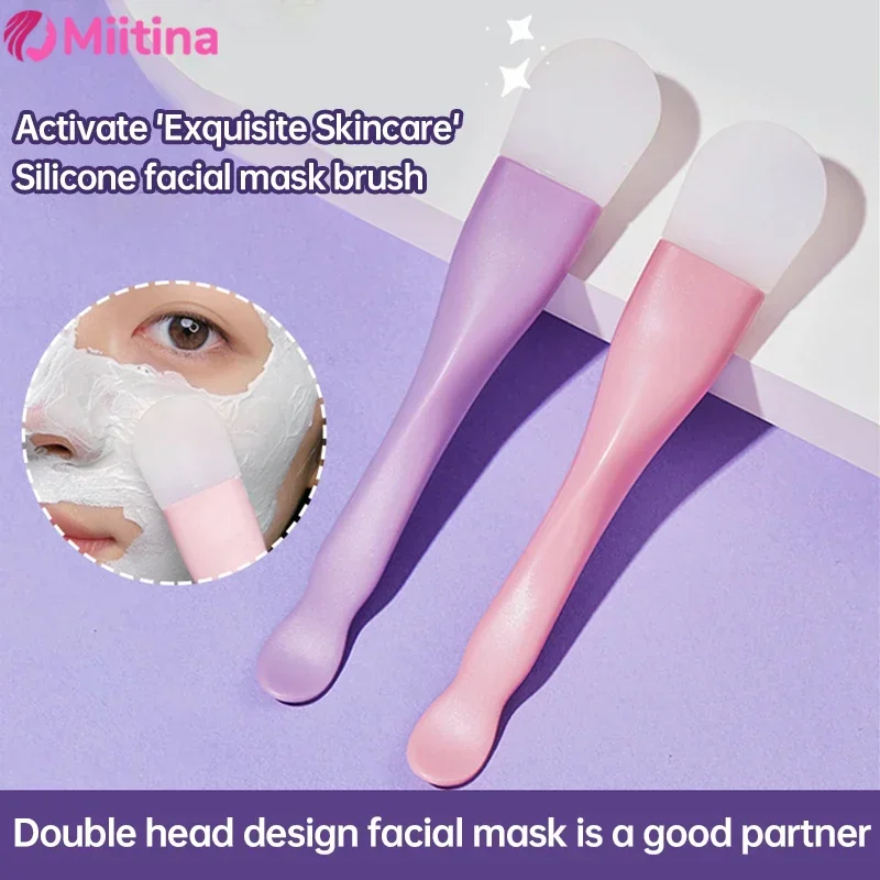 

Silicone Facial Mask Brush Cleaning Brush Mud Film Brush Dual-use DIY Film Soft Head with Scrapers Integrated Spa Beauty Tools