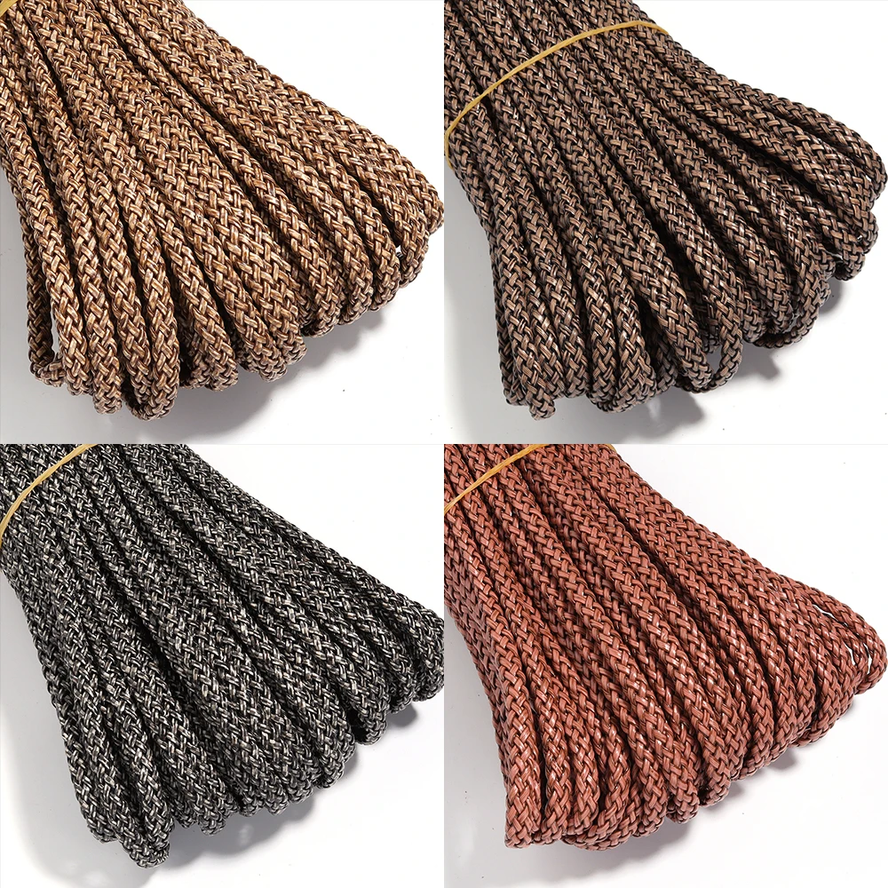 2 Yards/lot 9mm 8-Strand Flat PU Leather Braided Rope For Jewelry Making DIY Gifts Bracelet Clothing Key Lanyard Accessories