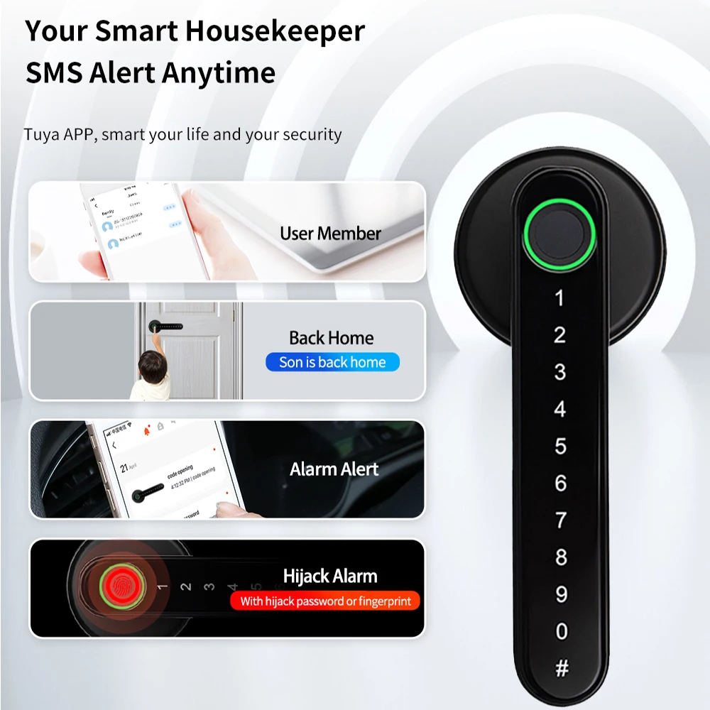 Intellithings  Fingerprint Lock Intelligent Security Door Lock Encryption Smart Life App Password Key Card Unclock