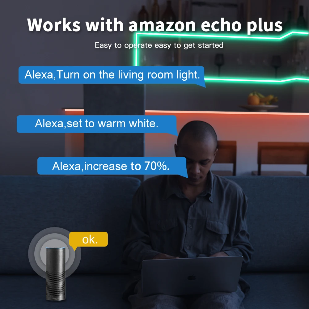 10M 20M Tuya Wifi Smart Control DC24V 5050 5in1 RGBCCT LED Strip Room Lights Decor 2.4G RF Remote Control for Alexa Google Home