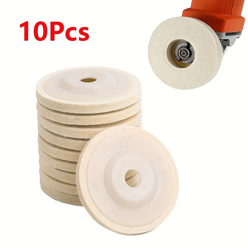 

10 PCS 4 I'' Round Wool Felt Disc Wheel Pad, for 100 Angle Grinder, Buffing Polishing Buffer for Metal, Marble Stone, Car Wax