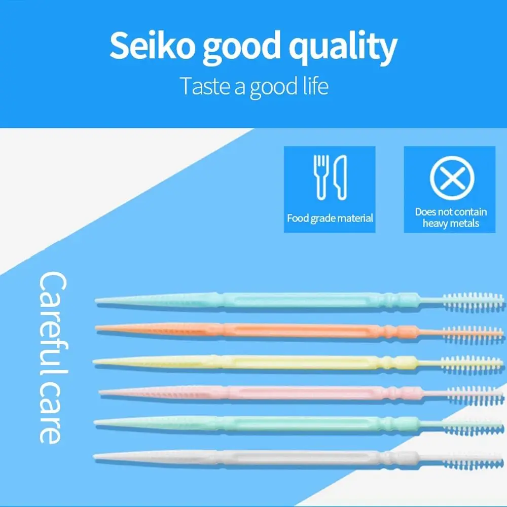 200Pcs Disposable Soft PP Food Residue Superfine Dental Floss Pick Double-head Interdental Brush Oral Care Toothpick Brush