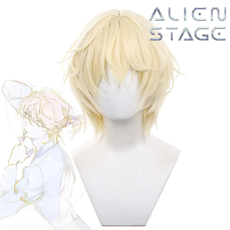 

Anime Alien Stage Luka Cosplay Yellow Short Hair Plait Heat Resistant Synthetic Wigs Unisex Clothing Accessory Halloween Prop